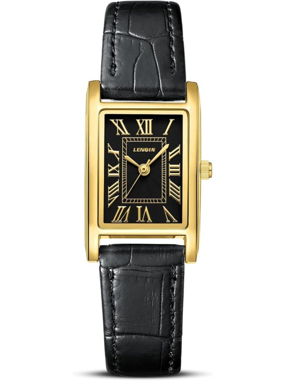 Women's Black Analog Quartz Waterproof Casual Easy Reader Leather Strap Watches